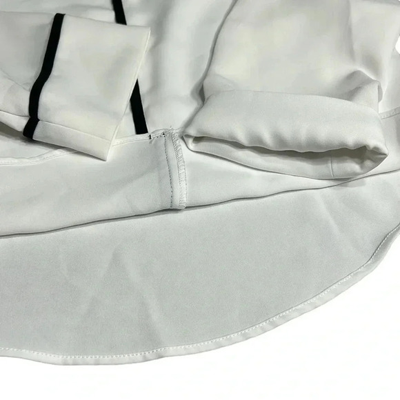 Zara blouse,women S. White,black contrast piping  , cowl ,key hole,career,classy - Picture 8 of 10
